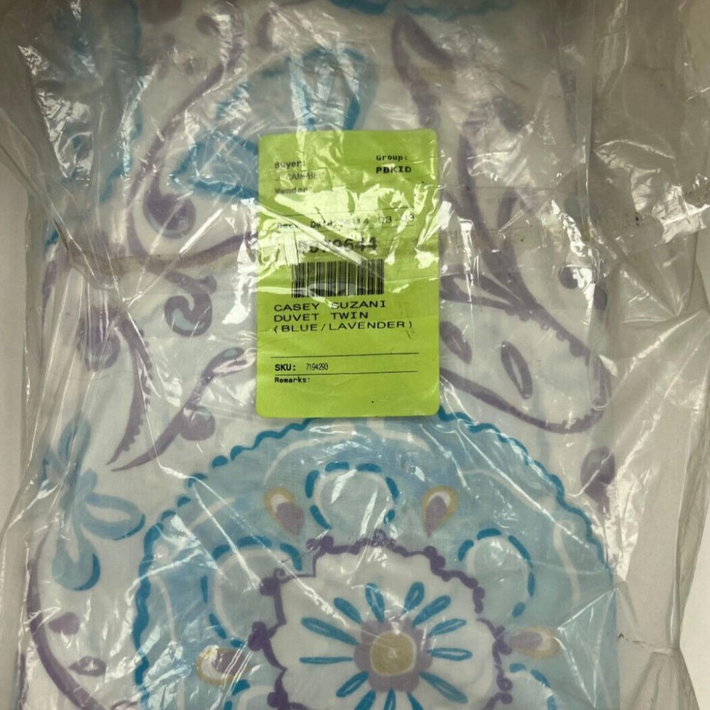 Pottery Barn Kids Casey Suzani Twin Duvet Cover Blue/Lavender **Photo Shoot